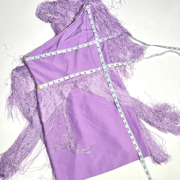 No Pise La Grama Por Daniela Panaro Dress 4 Lavender Purple Fringe One Shoulder